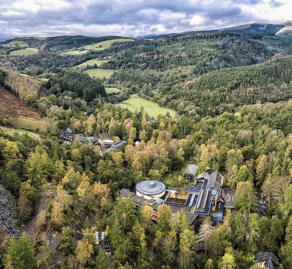 Bird's-eye view of the Centre for Alternative Technology facilities