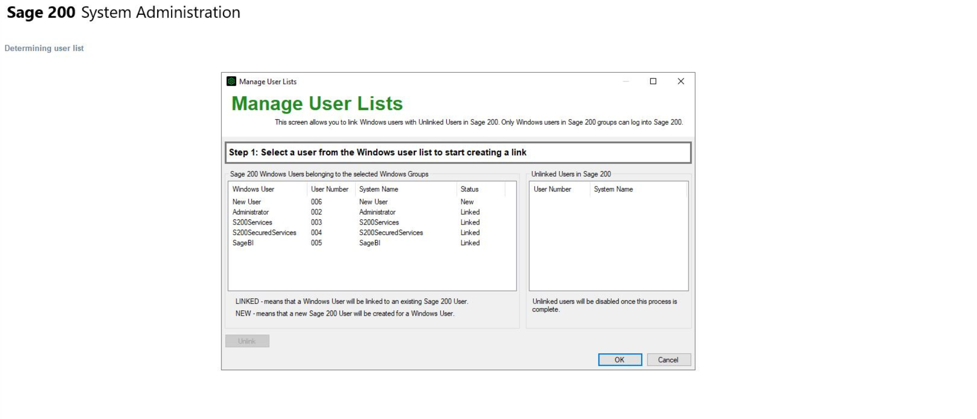 Screenshot 1 - Adding a new user in Sage 200