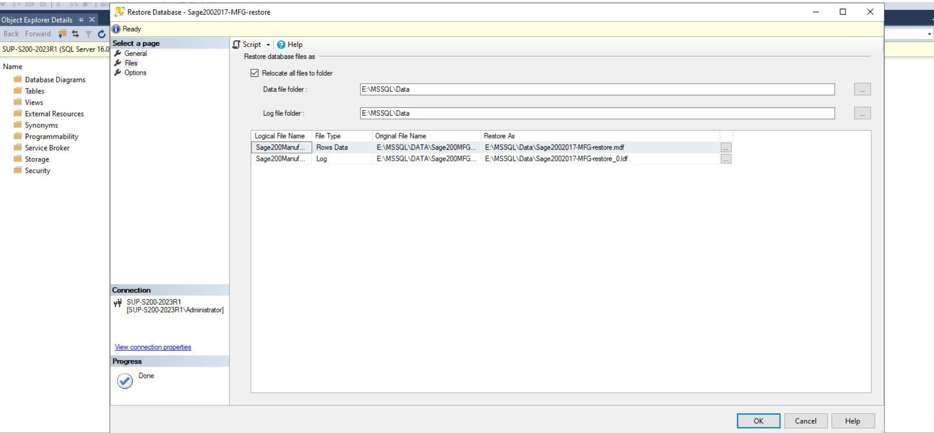 Screenshot 10 - Copying a live S200 database
