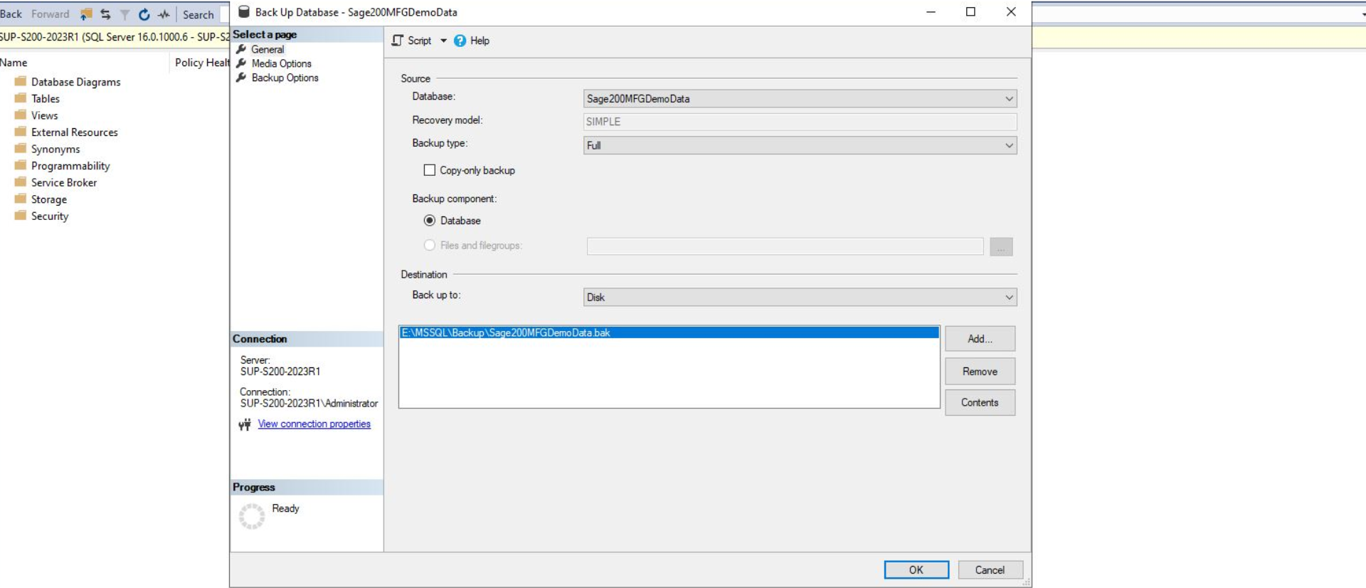 Screenshot 2 - Copying a live S200 database