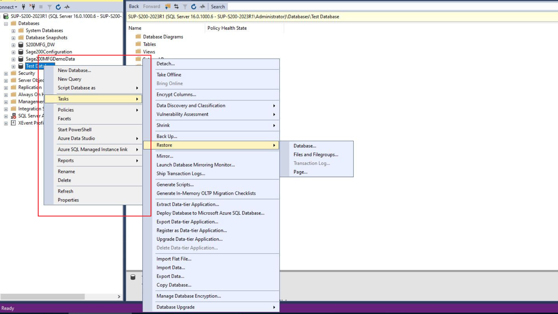 Screenshot 3 - Copying a live S200 database
