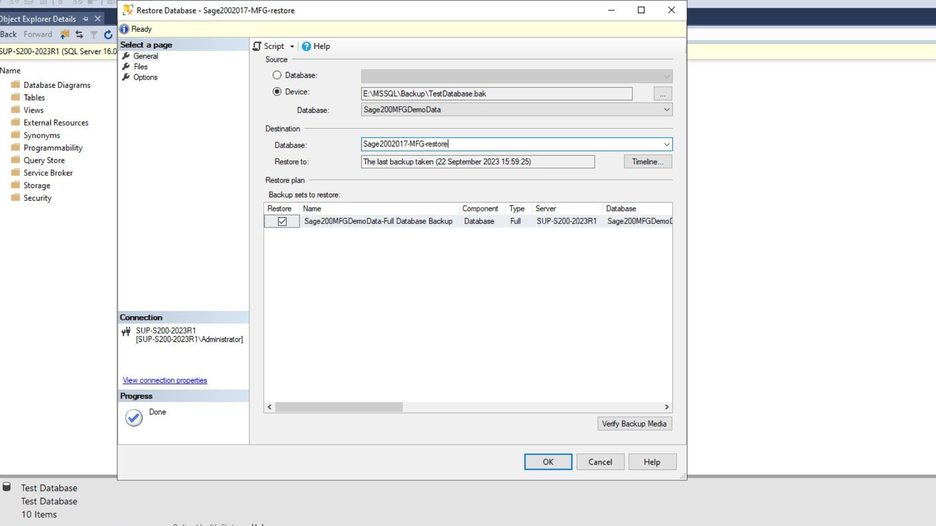 Screenshot 5 - Copying a live S200 database