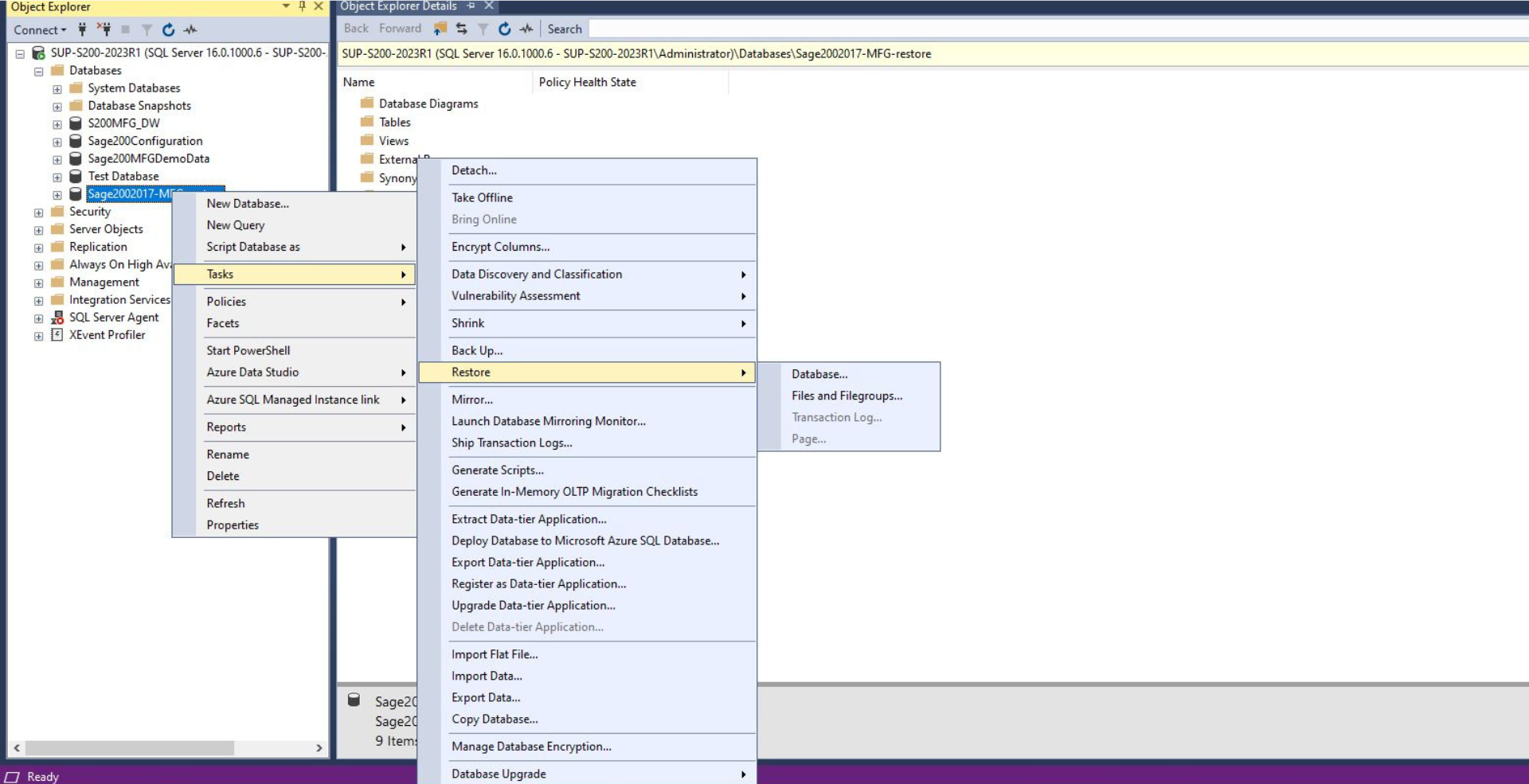 Screenshot 7 - Copying a live S200 database
