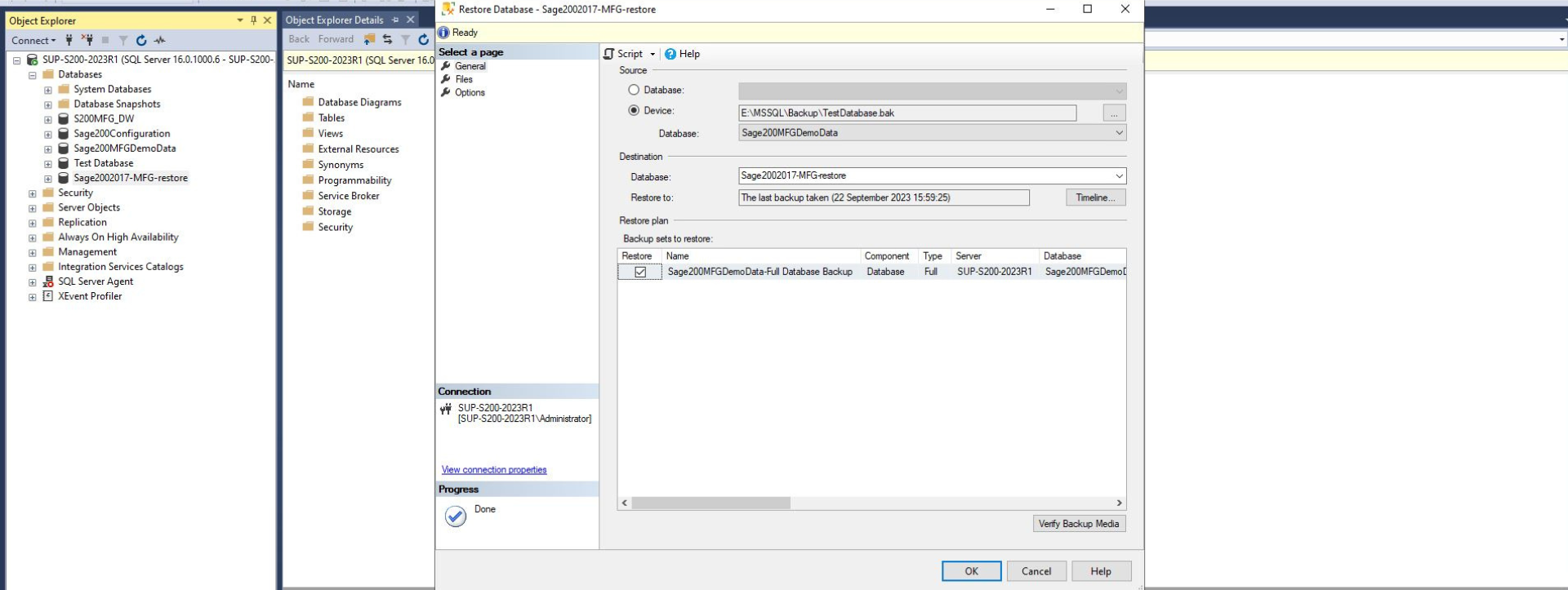 Screenshot 8 - Copying a live S200 database