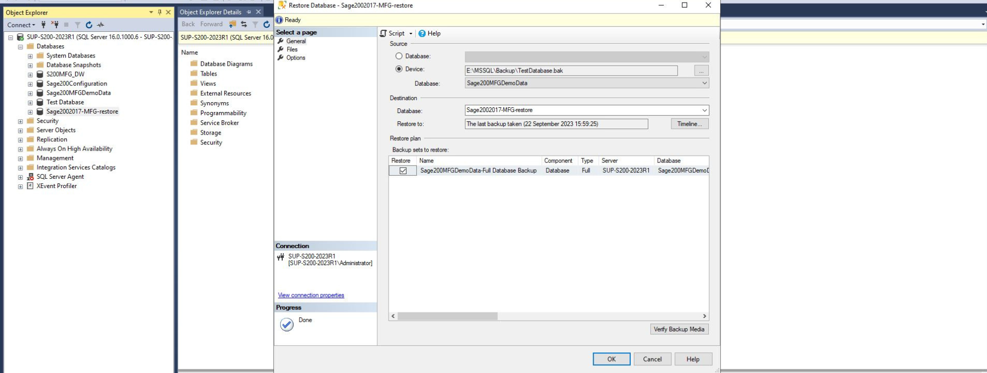 Screenshot 9 - Copying a live S200 database
