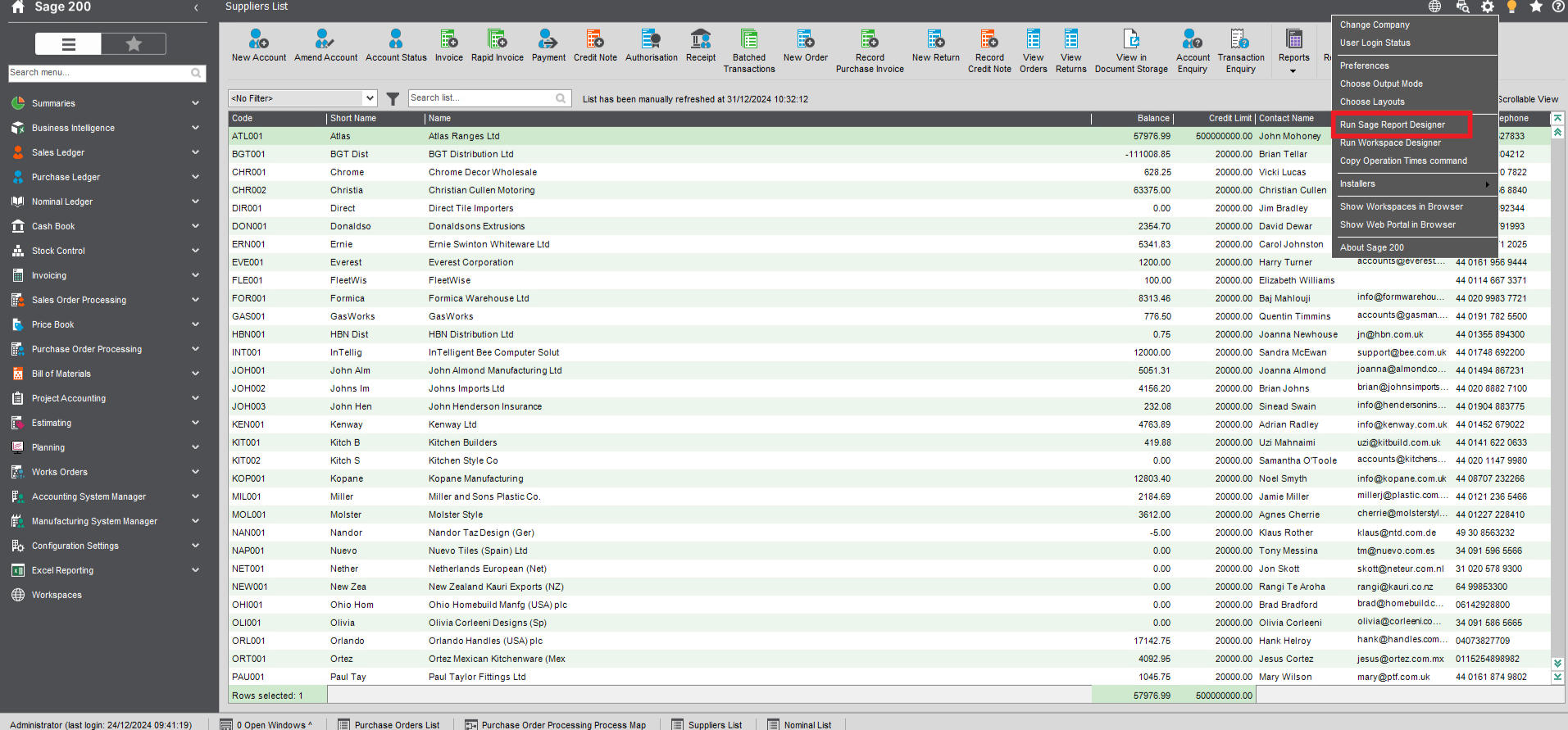S200 - Printer settings