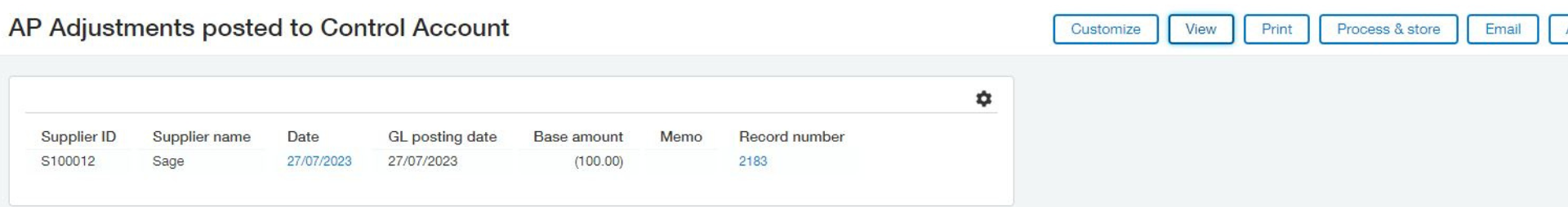 Screenshot 4 - Reconciling APAR to the  Trial Balance