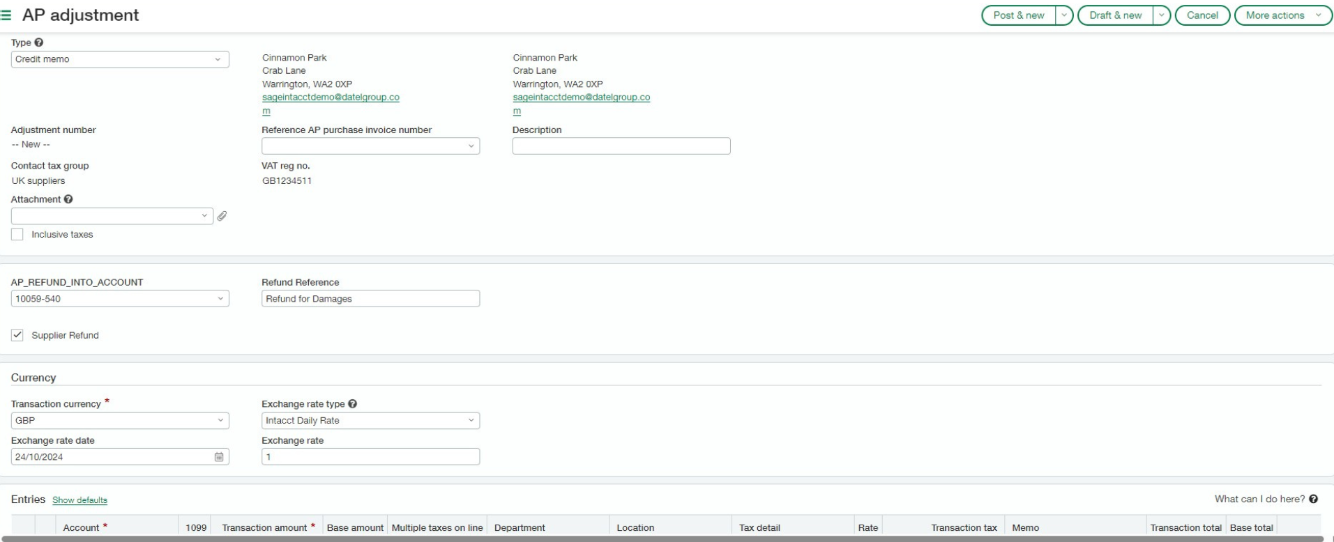 Processing Refunds From A Supplier | Sage Intacct